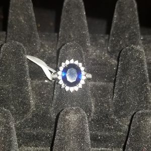 NWT Manmade Sapphire and Diamonds S.S. Ring